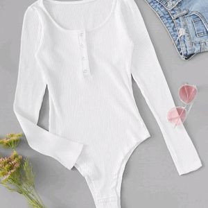 White Henley bodysuit